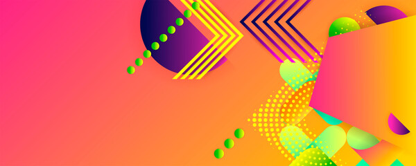 Summer Bright juicy colors background with geometric elements, lines and dots for text, universal design, banner concept