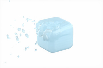 Snow cube, cold temperature background, 3d rendering.