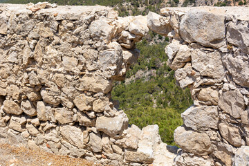 Ruins of the castle of Monolithos on Rhodes island. Greece