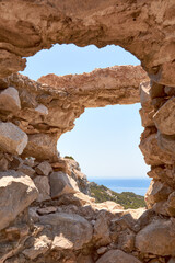 Ruins of the castle of Monolithos on Rhodes island. Greece