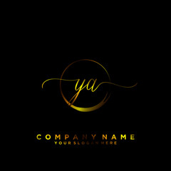 YA Initial handwriting logo vector	
