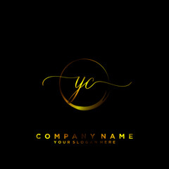 YC Initial handwriting logo vector	
