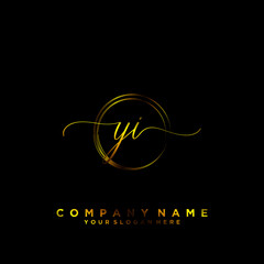 YI Initial handwriting logo vector	
