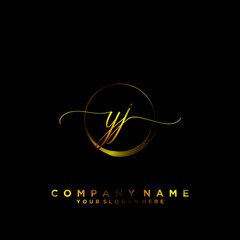 YJ Initial handwriting logo vector	
