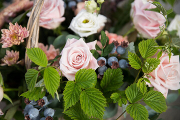 Beautiful bouquet of bright and colorful flowers