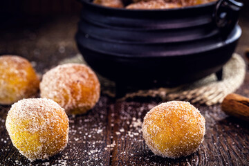 Traditional Brazilian mini fried cake called 