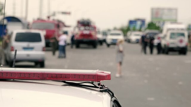The explosion at home. The police cordoned off the territory. Ukraine. Kiev.