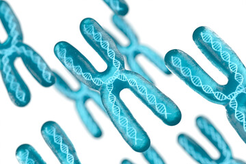 Chromosome with white background, 3d rendering.