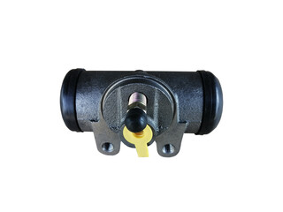 New brake hydraulic cylinder brake drum isolated on a white background. Brake system. Spare parts.