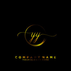 YY Initial handwriting logo vector	

