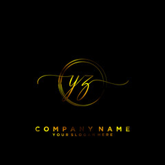 YZ Initial handwriting logo vector	
