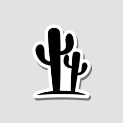 Desert cactus sticker icon isolated on gray background