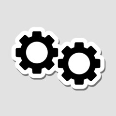 Gear sticker Icon isolated on gray background