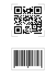 QR Code and Barcode illustration, vector file eps 10, simple, black&white