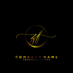 ZF Initial handwriting logo vector	
