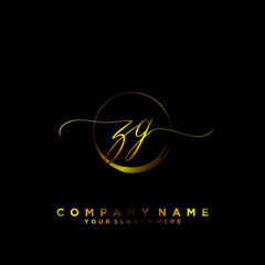 ZG Initial handwriting logo vector	
