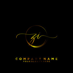 ZI Initial handwriting logo vector	

