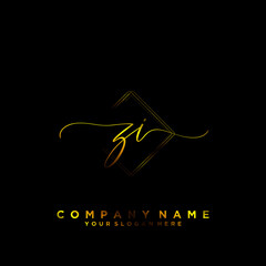 ZI Initial handwriting logo vector	
