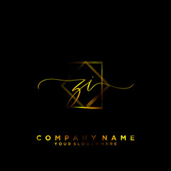 ZI Initial handwriting logo vector	
