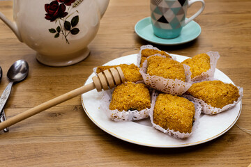 Fried Makrout - Algerian semolina, dates and honey sweets, traditional North Africa sweet food