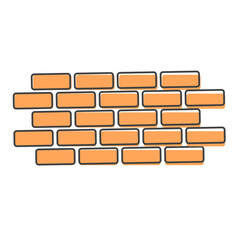 Obraz premium Vector brick icon. Illustration of brickwork. Brick wall cartoon style on white isolated background.