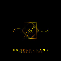 ZT Initial handwriting logo vector	
