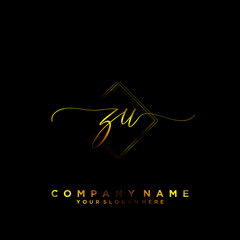 ZU Initial handwriting logo vector	
