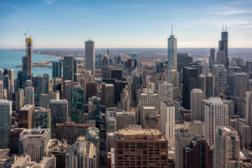 Aerial view Chicago downtown