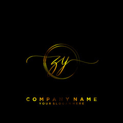 ZY Initial handwriting logo vector	
