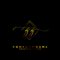 ZZ Initial handwriting logo vector	
