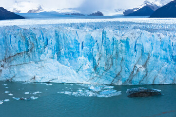 Blue Glacier view from touristic balcony, Patagonia, Argentina, South America 