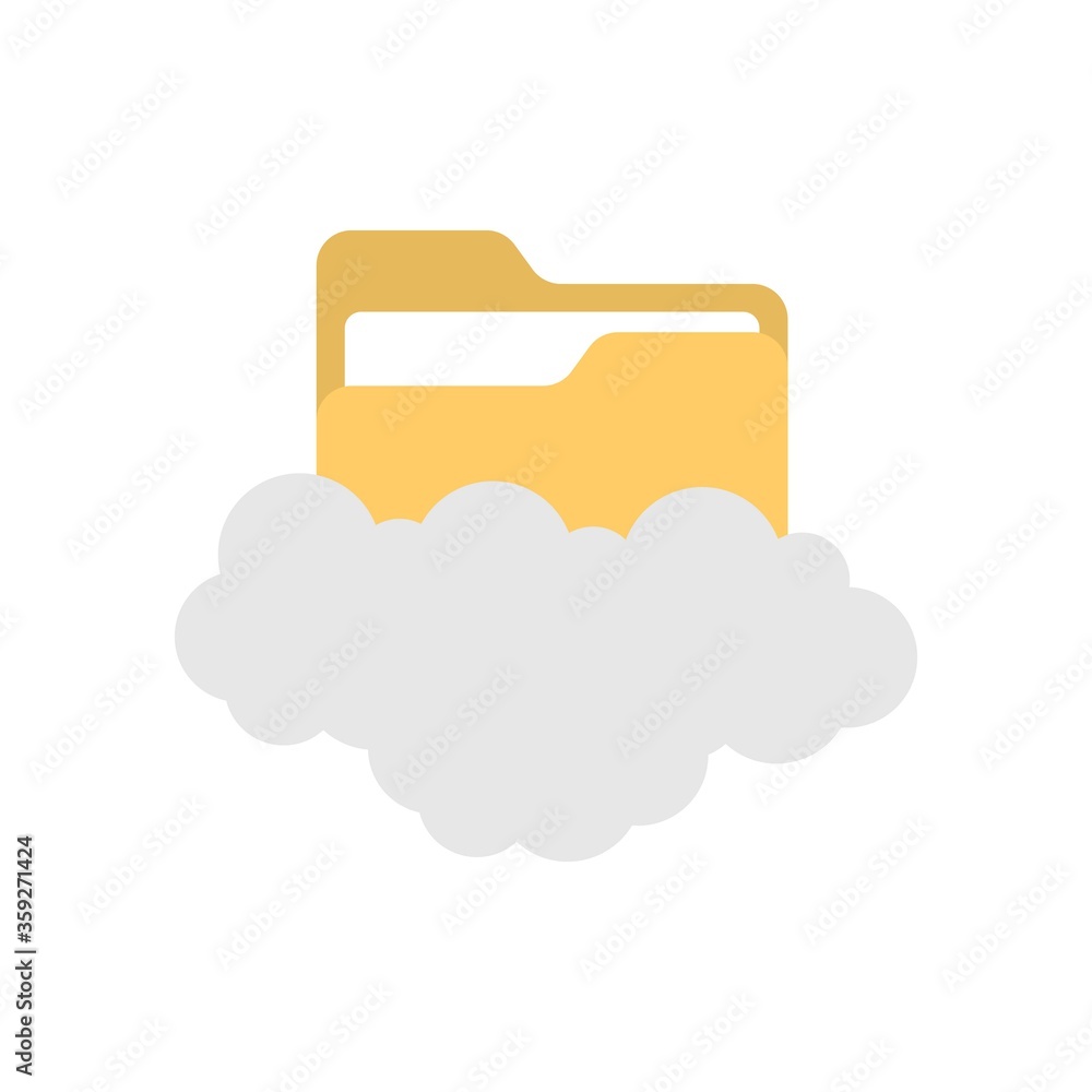 Poster cloud file folder icon illustration in flat design style. uploading folders to cloud. download from 