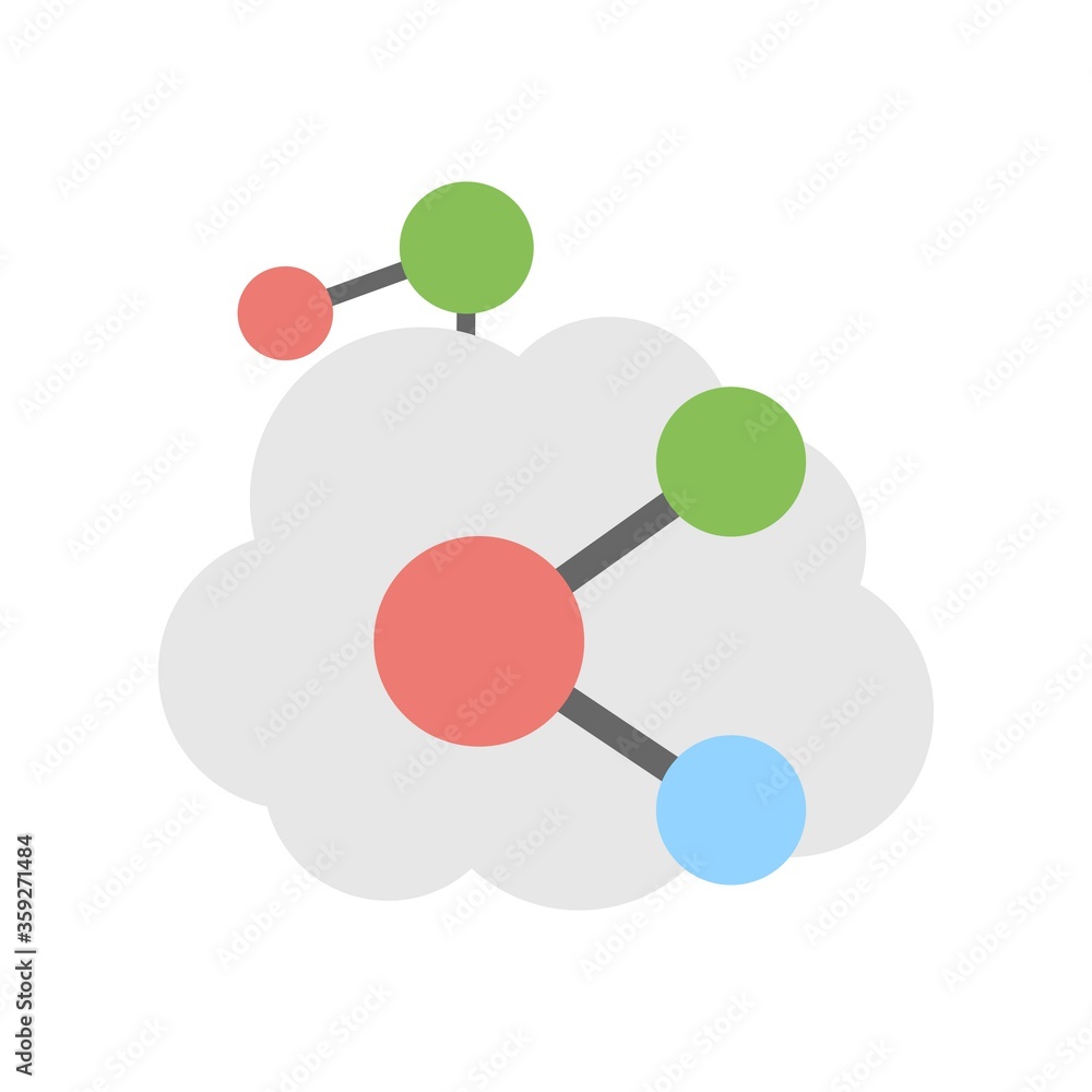Poster sharing via cloud icon illustration in flat design style. cloud network share link symbol.