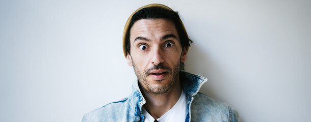 Portrait of surprised guy