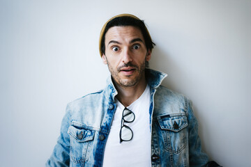 Portrait of surprised guy