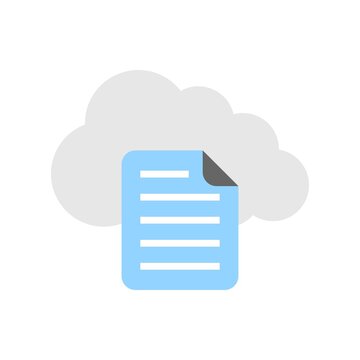 Cloud with document symbol. Uploading files to cloud icon illustration. Download from cloud.