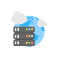 Global network server icon illustration. Internet sign.
