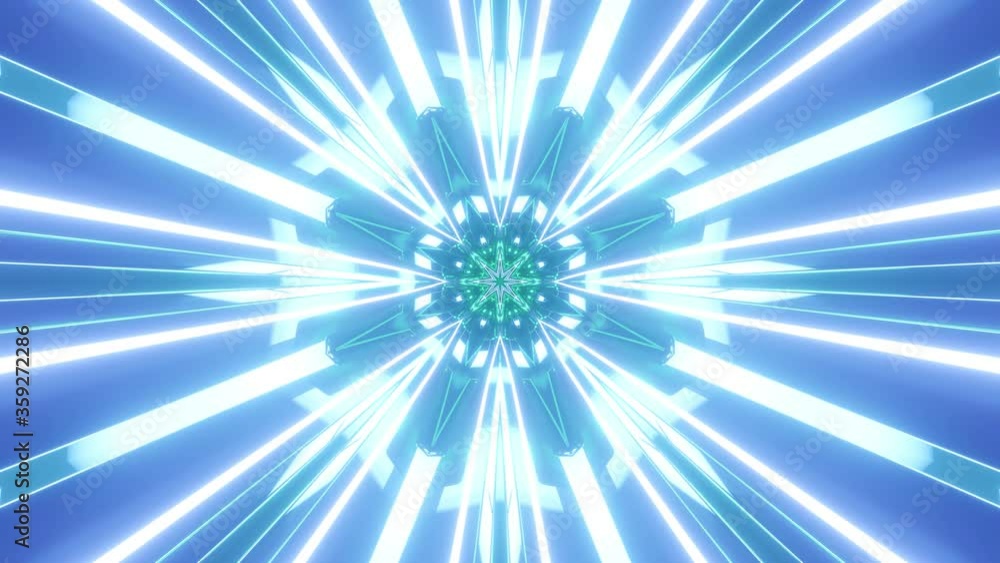 Poster 4k looped abstract high-tech tunnel with neon lights. camera flies through changing tunnel on high s