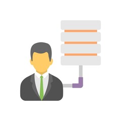 Business data center icon illustration in flat design style. Network servers symbol.