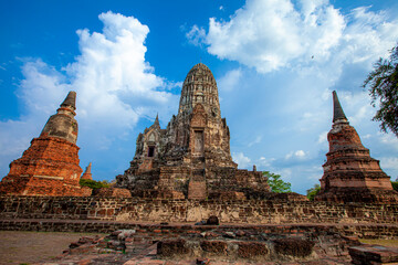 Fototapeta premium Old paoda Wat Chaiwattanaram the historical temple in Ayutthaya Thailand.