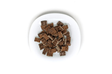 Istanbul, Turkey - December 2019 crunch chocolates on a white background.