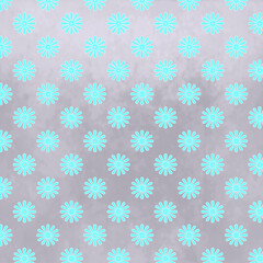 Aqua flower pattern background with purple grunge texture in a happy design element and daisy flowers.  12x12 digital paper for backdrops and graphics.