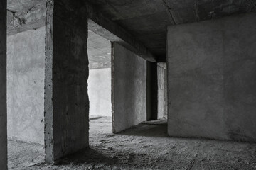 Fototapeta premium Unfinished building interior. Repairs in the apartment.