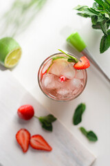 Mojito cocktail with lime and mint