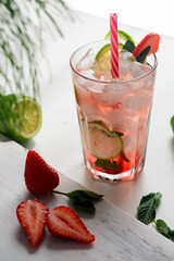 Mojito cocktail with lime and mint