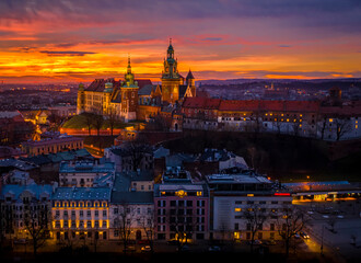 Fototapeta na wymiar Wawel castle at dawn, Cracow, Poland