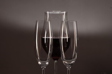 champagne glasses on black background