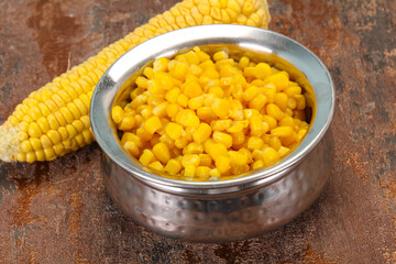 Young corn seeds in the bowl