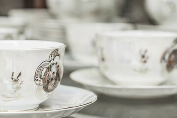 Tea set in the cupboard
