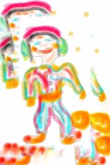 Obraz premium A multi-colored silhouette of a boy listening to music - Lilleaker 